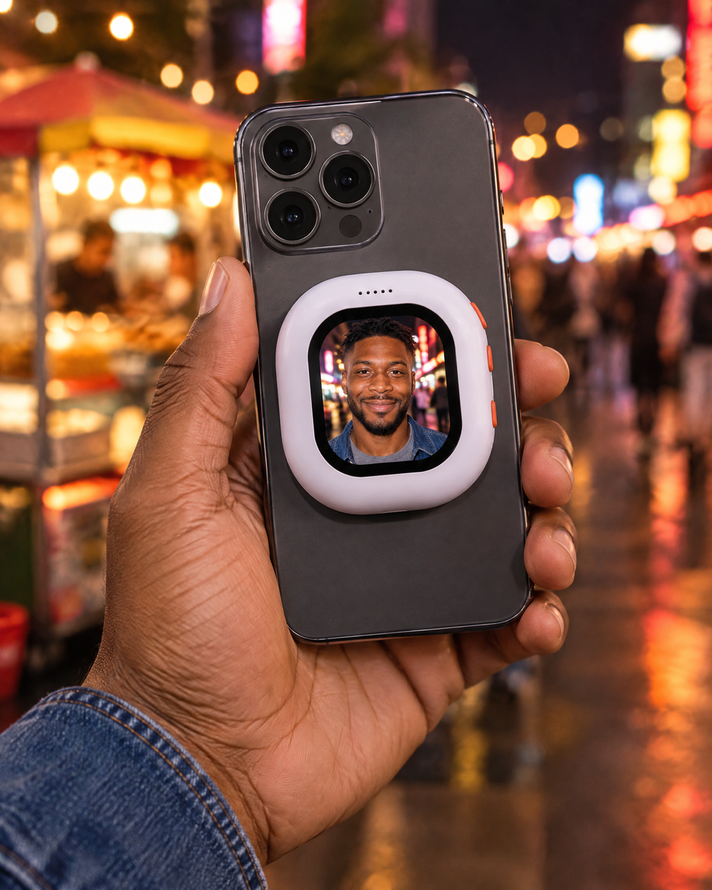 Flippo Snap · On the back, right under the lenses